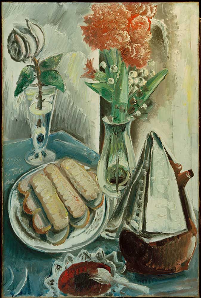 Still life with coffee pot, flowers and pastries od Paul Kleinschmidt