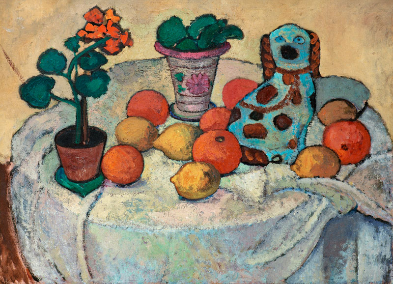 Quiet life with oranges and stoneware dog. od Paula Modersohn-Becker