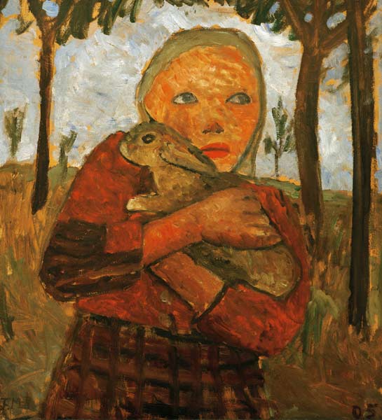 Girl with rabbit od Paula Modersohn-Becker