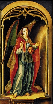 Angel with the handkerchief Christi. Thomas altar in the cloister S.Thomas in Avila/Spain od Pedro Berruguete