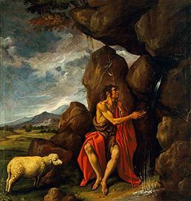 Johannes of the Täufer in the desert od Pedro Orrente