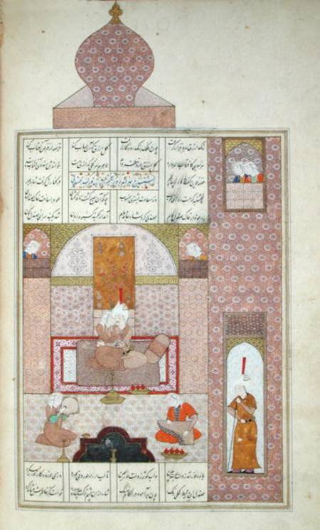 Ms D-212 fol.221b Bahram (420-28) Visits the Princess of Rum, illustration to 'The Seven Princesses' od Persian School