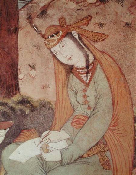 Woman Writing in the Court of Shah Abbas I (1571-1629) od Persian School
