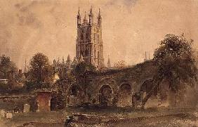 Gloucester Cathedral with the Ruins of St. Catherine's Church