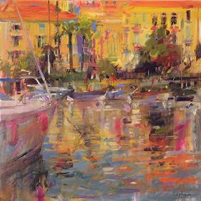 Riviera Moorings (oil on canvas) 