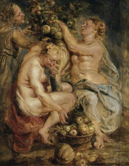 Ceres and Two Nymphs with a Cornucopia (panel) od Peter Paul Rubens