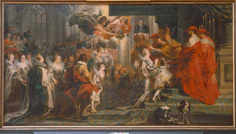 The coronation Maria De'Medici to the queen in Saint Denis on May 13th od Peter Paul Rubens
