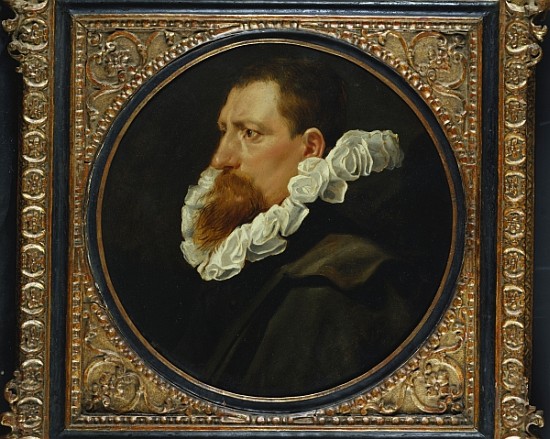 Portrait of a gentleman, small bust length, wearing a white ruff and grey cloak od Peter Paul Rubens