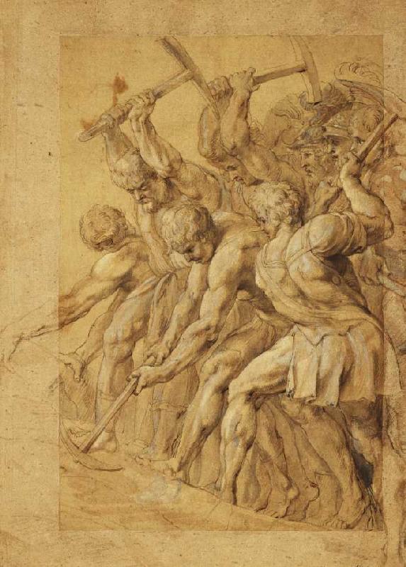 Soldaten zerstören eine Brücke. od Peter Paul Rubens