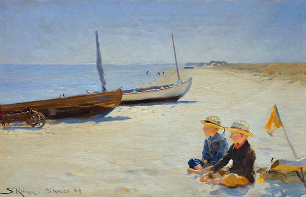 Jungen am Strand von Skagen