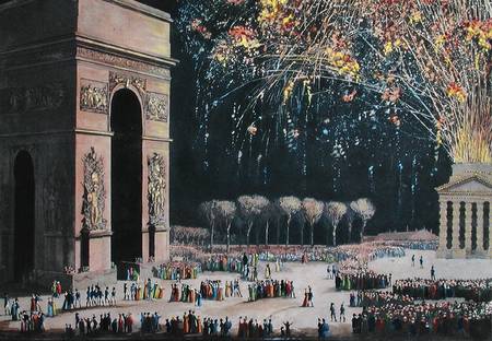 View of the Arc de Triomphe with Fireworks od Philibert-Louis Debucourt
