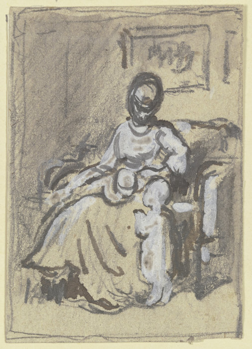 Sitzende Frau mit zwei Kindern od Philipp Rumpf