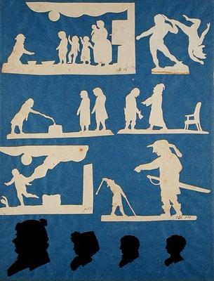 Various Scenes, David and Goliath and four Profiles (collage on paper) od Phillip Otto Runge
