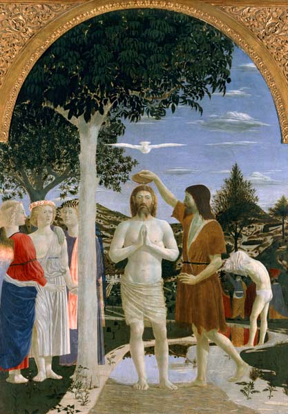 Baptism of Christ (& 2 details) od Piero della Francesca