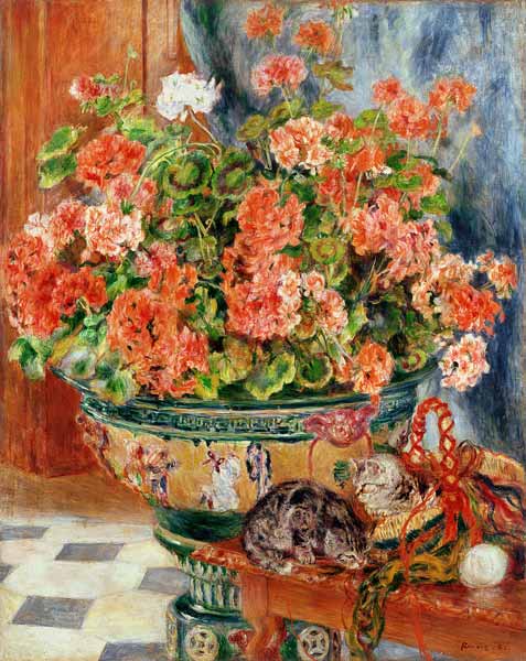 Geraniums and Cats od Pierre-Auguste Renoir