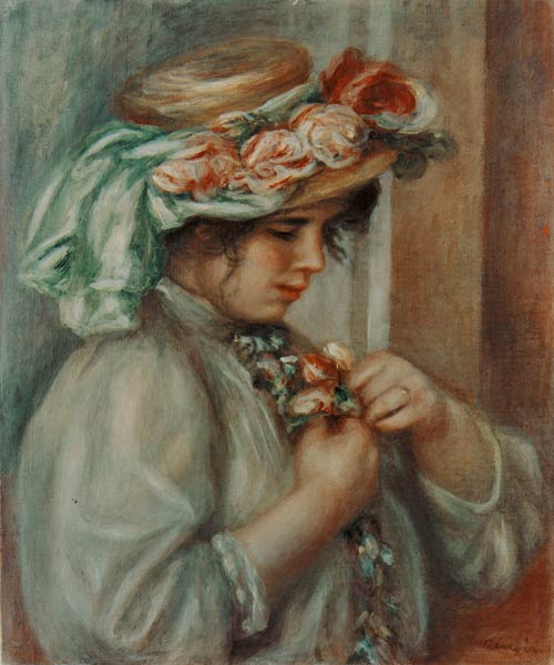 Girl with hat. od Pierre-Auguste Renoir