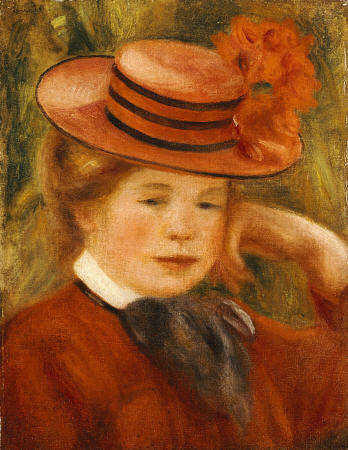 A Young Girl With A Red Hat od Pierre-Auguste Renoir