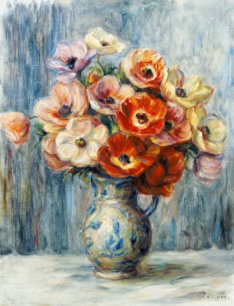 Bouquet of flowers into ceramic jug - Pierre-Auguste Renoir jako tisk anebo  olejomalba
