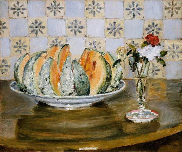 Still Life Of a Melon And A vase of Flowers od Pierre-Auguste Renoir