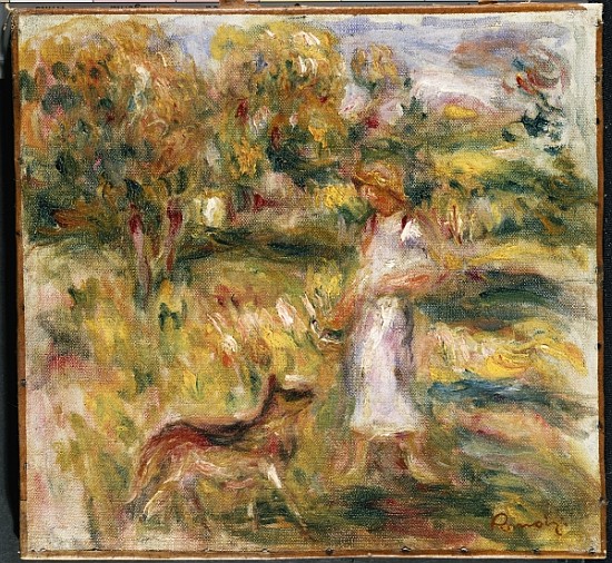 Landscape with a Woman in Blue od Pierre-Auguste Renoir
