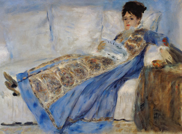 Madam Monet on the sofa od Pierre-Auguste Renoir