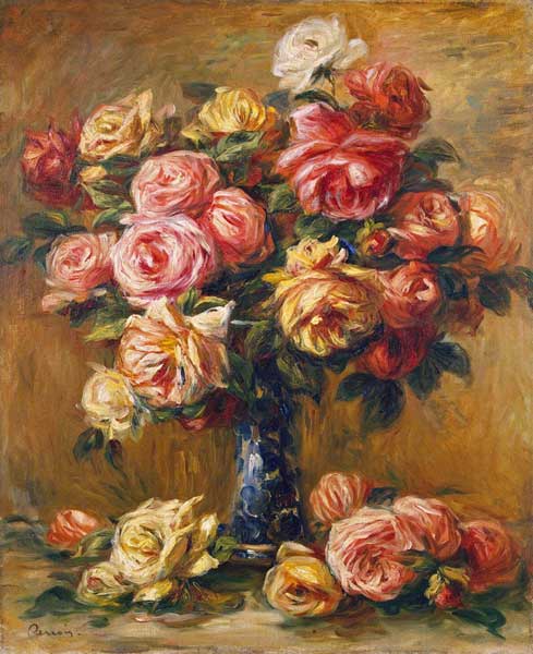 Roses in a Vase od Pierre-Auguste Renoir