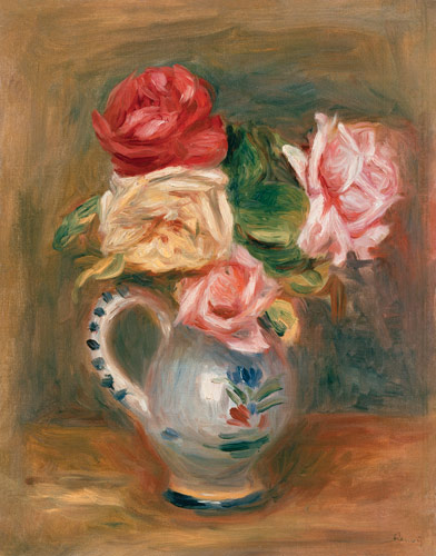 Roses in a pottery vase - Pierre-Auguste Renoir jako tisk anebo olejomalba