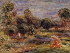 Sedentary woman at a pond at Cagnes at 1907. od Pierre-Auguste Renoir