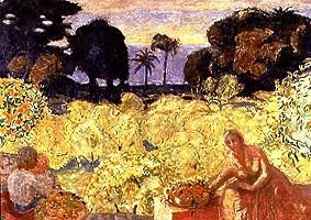 Woman and child (yellow landscape) od Pierre Bonnard