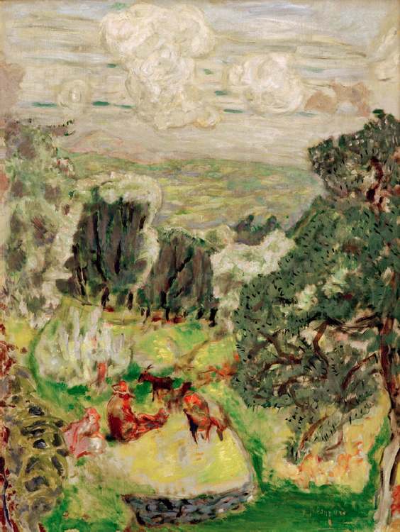 L'Oliveraie; Paysage aux Chèvres od Pierre Bonnard