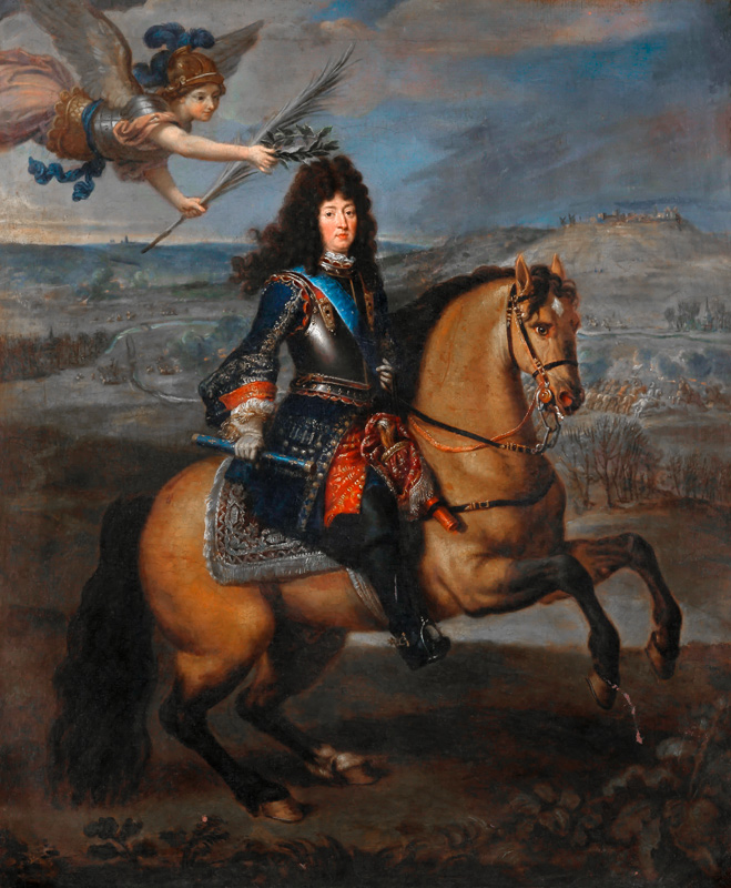 Equestrian portrait of Louis XIV at the Siege of Namur od Pierre Mignard