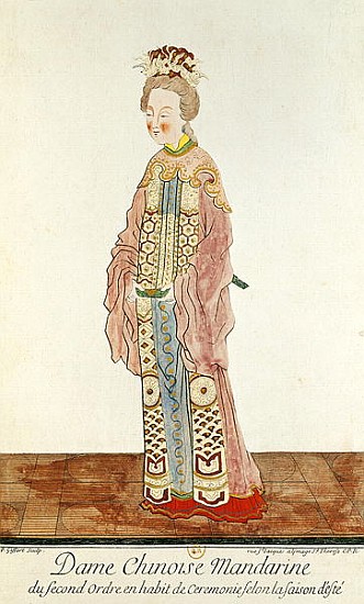 Portrait of a Mandarin Woman of the Second Order Wearing a Summer Ceremonial Costume, from ''Estat P od Pierre Pere Bouvet 1647Giffart