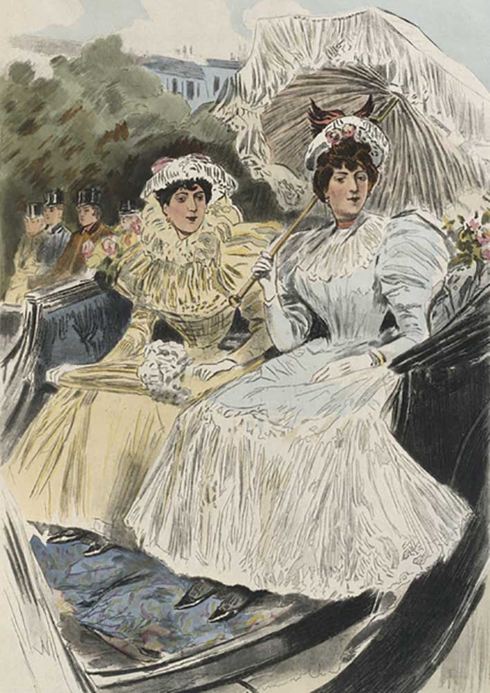 Distinguished young women of easy virtue, illustration from La Femme a Paris by Octave Uzanne (1851- od Pierre Vidal