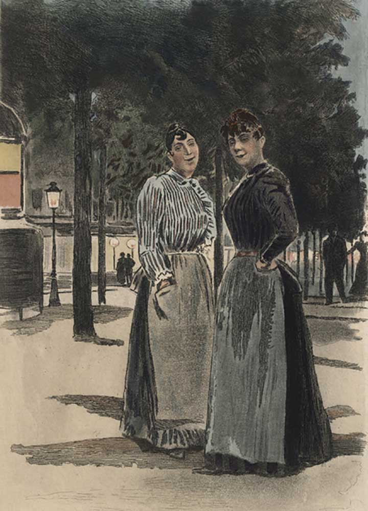Two ordinary women on the boulevard, illustration from La Femme a Paris by Octave Uzanne (1851-1931) od Pierre Vidal