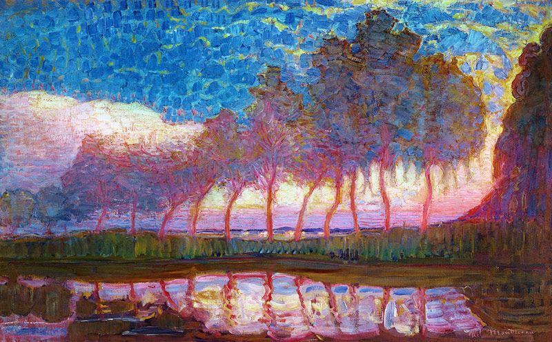 Row of Eleven Poplars in Red od Piet Mondrian