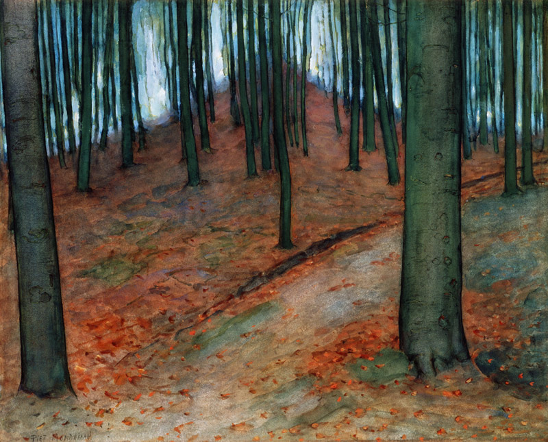 Wood with Beech Trees od Piet Mondrian