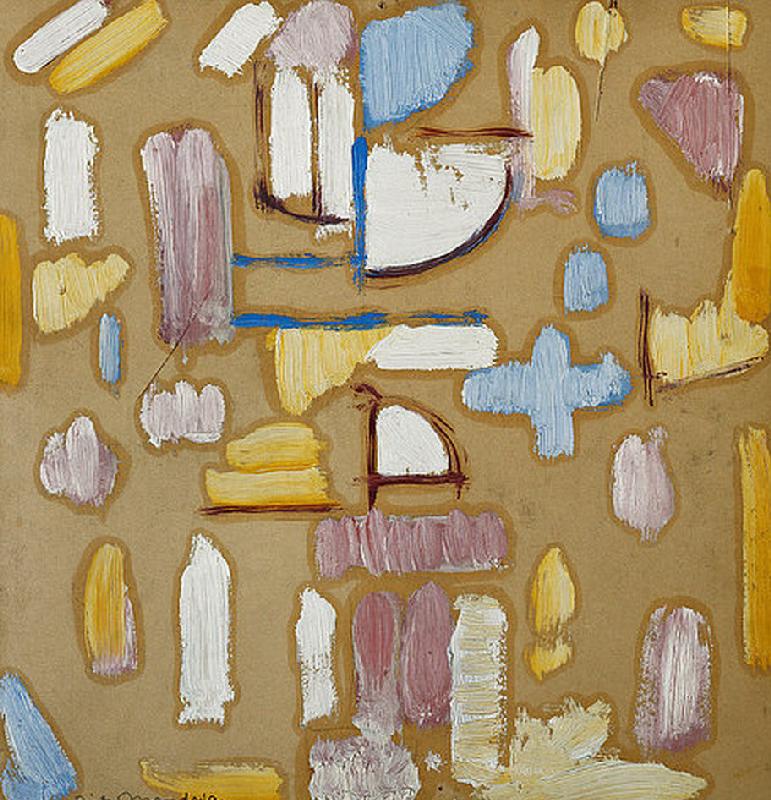 Komposition mit Rosa, Blau, Gelb und Weiß (Kirchenfassade) od Piet Mondrian