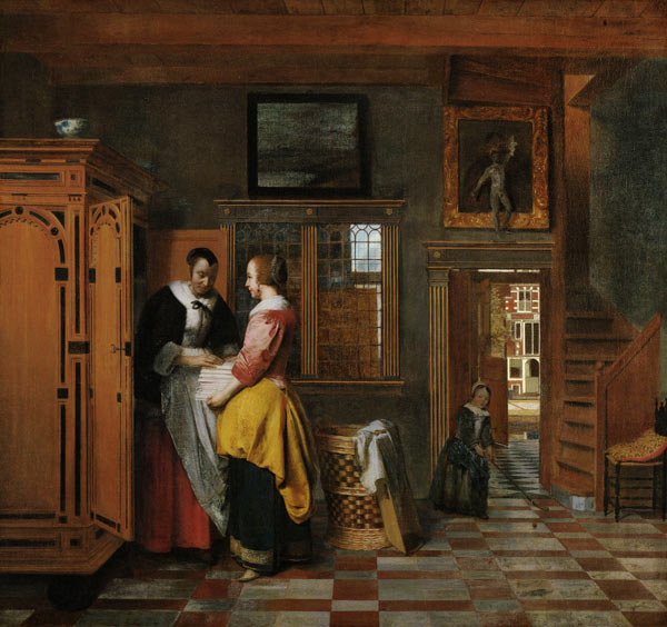 Interior with Women beside a Linen Chest od Pieter de Hooch