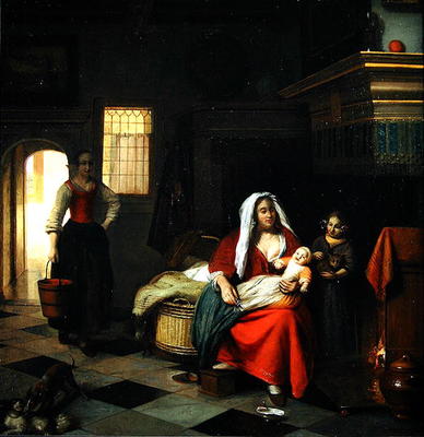 An interior with a Mother and her Children (oil on canvas) od Pieter de Hooch