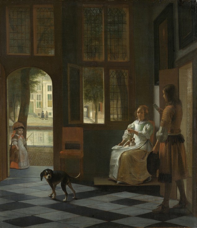 A Woman Directing a Young Man With a Letter od Pieter de Hooch