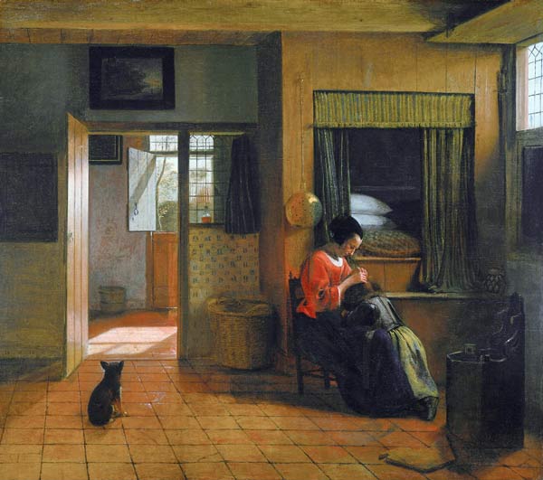 Interior with a Mother delousing her Child's Hair (A Mother's Duty) od Pieter de Hooch