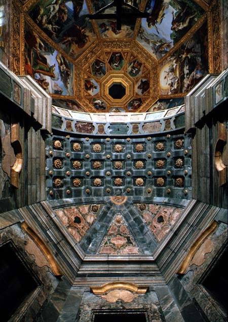 View of the interior showing the coffered vault above the altar designed by Matteo Nigetti (1560-164 od Pietro  Benvenuti