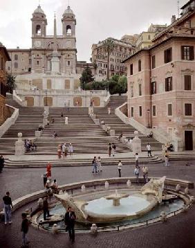 View of the Spanish Steps or Scalinata, by Francesco De Santis (1693-1740) 1723-26, the Fontana dell