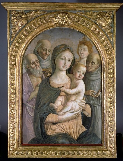 The Virgin and Child with SS. Jerome, Bernardino of Siena, Catherine of Alexandria and Francis, 15th od Pietro di Francesco degli Orioli