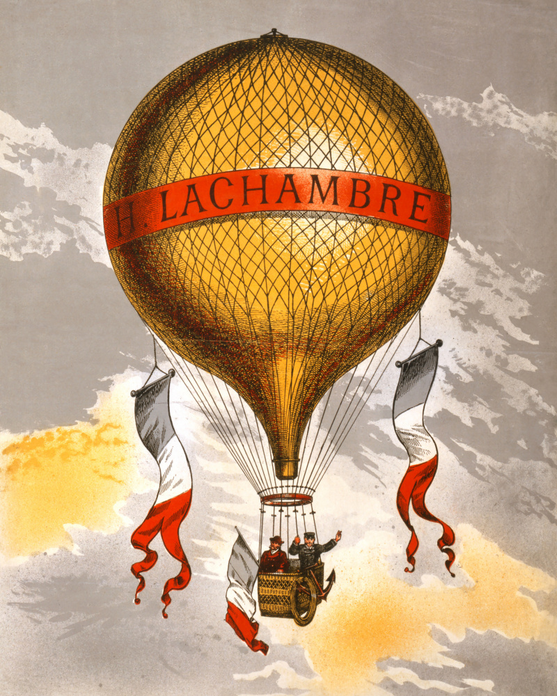 Balloon Labeled With Two Men Riding In the Basket 1880 od Plakatkunst