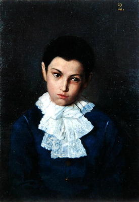 Portrait of a boy with lace collar (oil on canvas) od Polish School, (19th century)