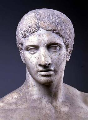 Athlete, known as 'The Doryphorous', detail of head, Roman copy after an original