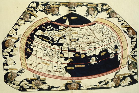 Map of the world, based on descriptions and co-ordinates given in ''Geographia'', od Ptolemy (Claudius Ptolemaeus of Alexandria)