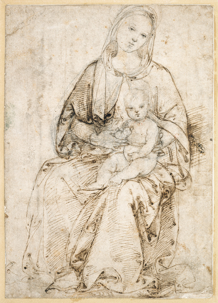 Sitzende Madonna mit Kind. od (Raffael) Raffaello Santi