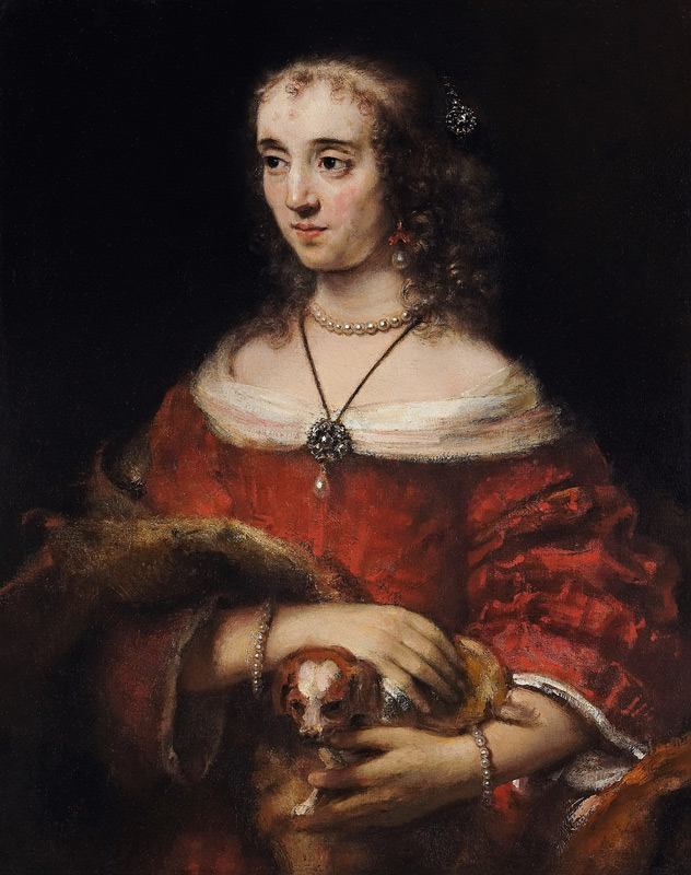 Portrait of a Lady with a Lap Dog od Rembrandt van Rijn
